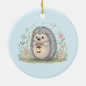 Schattig egeltje met lantaarn keramisch ornament (Achterkant)