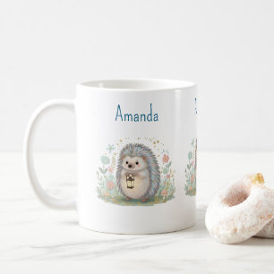 Schattig egeltje met lantaarn koffiemok