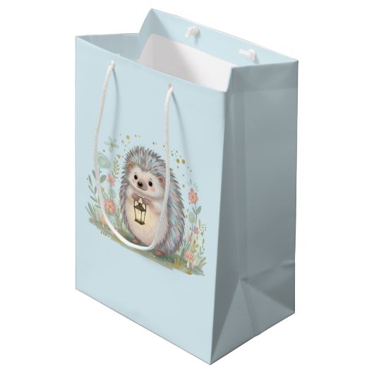 Schattig egeltje met lantaarn medium cadeauzakje (Voorkant Gekanteld)