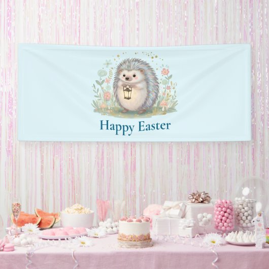 Schattig egeltje met lantaarn Pasen Spandoek (Feest)