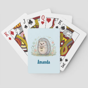 Schattig egeltje met lantaarn pokerkaarten