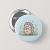 Schattig egeltje met lantaarn ronde button 5,7 cm (Voorkant /achterkant)