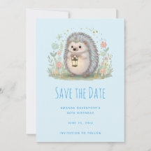 Schattig egeltje met lantaarn Save The Date