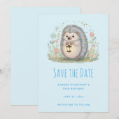 Schattig egeltje met lantaarn Save The Date (Voorkant / Achterkant)