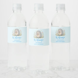 Schattig egeltje met lantaarn welkom waterfles etiket