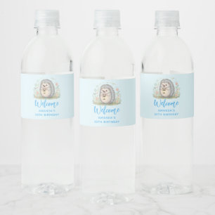 Schattig egeltje met lantaarn welkom waterfles etiket