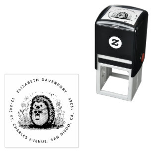 Schattig egeltje met lantaarnadres zelfinktende stempel