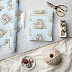 Schattig egeltje met lantaarnpatroon cadeaupapier