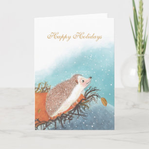 Schattig egeltje & sneeuwvlokken vrolijk feest kaart
