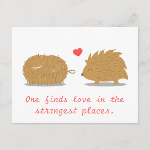 Schattig egeltje vindt zijn ware liefde in een sch briefkaart