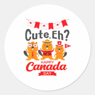 Schattig Eh Gelukkige Canada Dag Vlag Groundhogs V Ronde Sticker