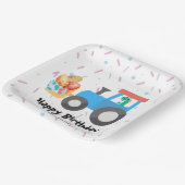 Schattig ei dinosaurus constructie vrachtwagen ver papieren bordje (Gebogen)