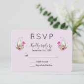 Schattig Ei in een Mand met Flamingo en Bunny RSVP (Staand voorkant)