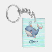 Schattig eigenwijs klein walvisje sleutelhanger (Voorkant Links)