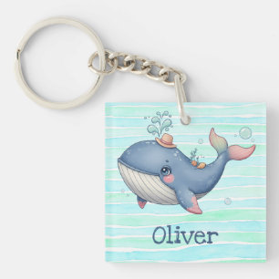 Schattig eigenwijs klein walvisje sleutelhanger