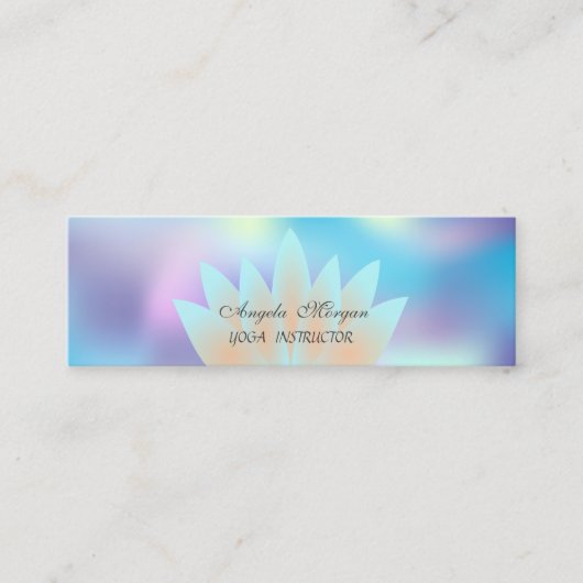 Schattig Elegant Chic Lotus Blue Holographic Mini Visitekaartje (Voorkant)