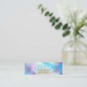 Schattig Elegant Chic Lotus Blue Holographic Mini Visitekaartje (Staand voorkant)