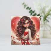 Schattig, elegant, en ondeugend meisje wees mijn V Feestdagenkaart (Staand voorkant)