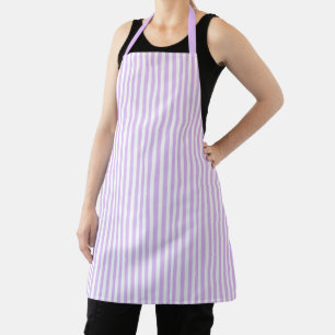 Schattig Elegant Licht Lavendel en Wit Gestreept Schort