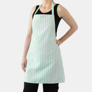 Schattig Elegant Pepermunt Groen en Wit Gestreept Schort