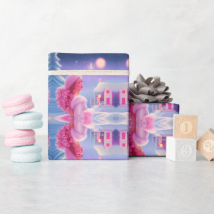 Schattig Elegant Roze Meisjesachtig Kerstmis Cadeaupapier