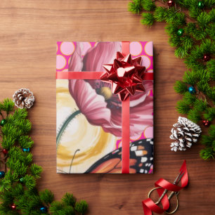 Schattig Elegant Waterverf Bloem- en Vlinderontwer Cadeaupapier