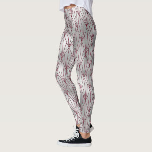 Schattig Elegant Wijnrood Grijs Art Deco Patroon Leggings