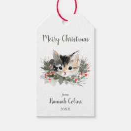 Schattig Elegante Calico Kittens Minimalistische K Cadeaulabel