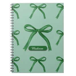 Schattig elegante gepersonaliseerde groene strik p notitieboek