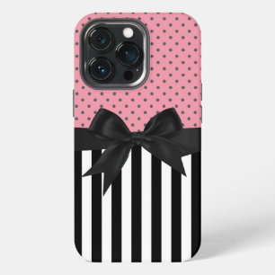 Schattig elegante trendy strepen stippenpatroon iPhone 13 pro hoesje