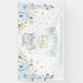 Schattig Elephant Blue Floral Boy Baby shower Spandoek (Verticaal)