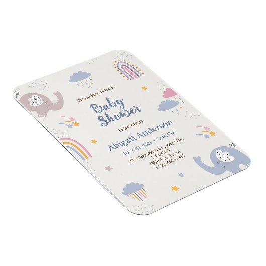 Schattig Elephant Rainbow Baby shower Uitnodiging Magneet (Rechterzijde)