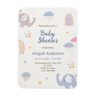 Schattig Elephant Rainbow Baby shower Uitnodiging Magneet