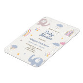 Schattig Elephant Rainbow Baby shower Uitnodiging Magneet (Linkerzijde)