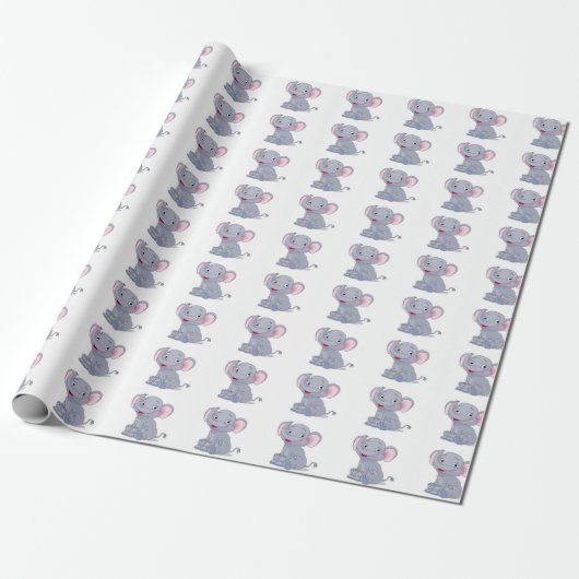 Schattig Elephant Wrappapier Cadeaupapier (Uitgerold)