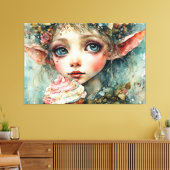 Schattig Elf Met Een Cupcake Canvas Afdruk (Insitu (Woonkamer))
