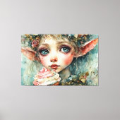 Schattig Elf Met Een Cupcake Canvas Afdruk (Voorkant)