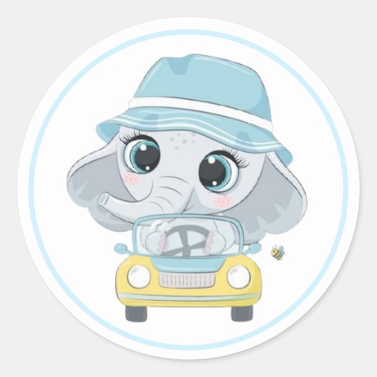 Schattig ellefant voor Vacatie Ronde Sticker (Voorkant)