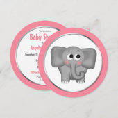 Schattig ellephant roze Baby shower Kaart (Voorkant / Achterkant)