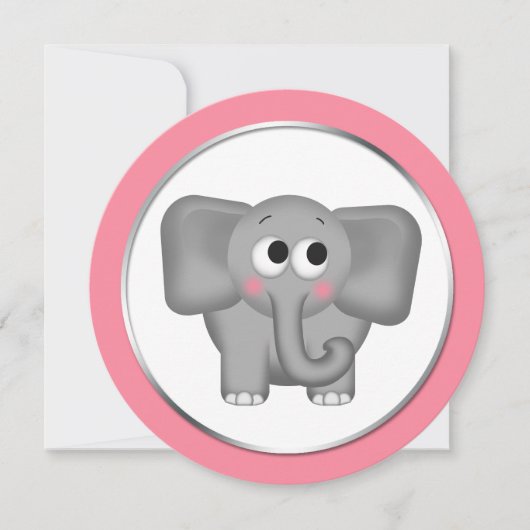 Schattig ellephant roze Baby shower Kaart (Voorkant)