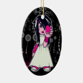 schattig emo-meisje dat hart vasthoudt vector kuns keramisch ornament (Rechts)