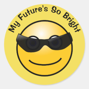 Schattig Emoji met Zonnebril Mijn Toekomst Is Zo H Ronde Sticker