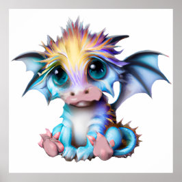 Schattig en Aardig Kawaii Baby Draak Poster