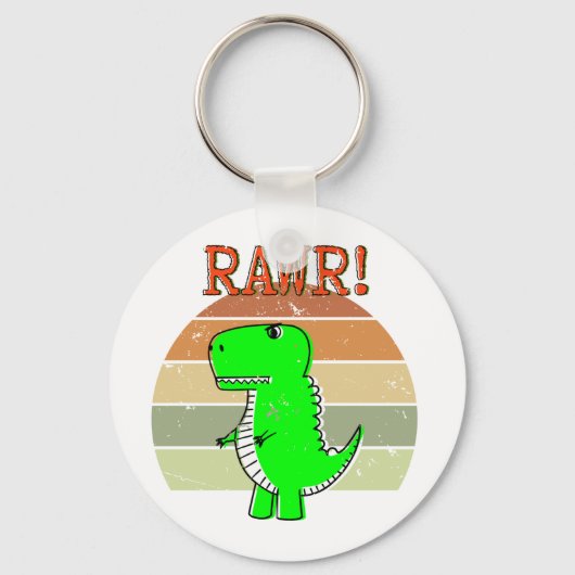 Schattig en boos cartoon T-Rex dinosaurus zonsonde Sleutelhanger (Voorkant)