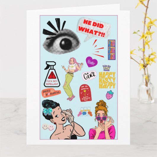 Schattig en eigenaardig, grappige Galentine's Day Kaart (Gele Bloem)