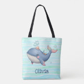 Schattig en eigenwijs klein walvisje tote bag (Achterkant)