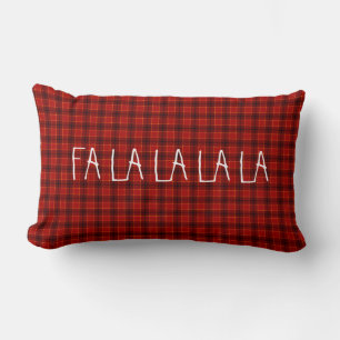 Schattig en Elegant FA LA LA Kerst Plaid Patroon Kussen