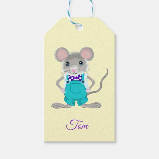 Schattig en elegant muisje cadeaulabel (Voorkant)