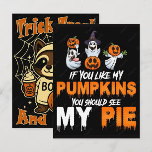 Schattig en eng wasbeer Halloween voor eng seizoen Feestdagenkaart
