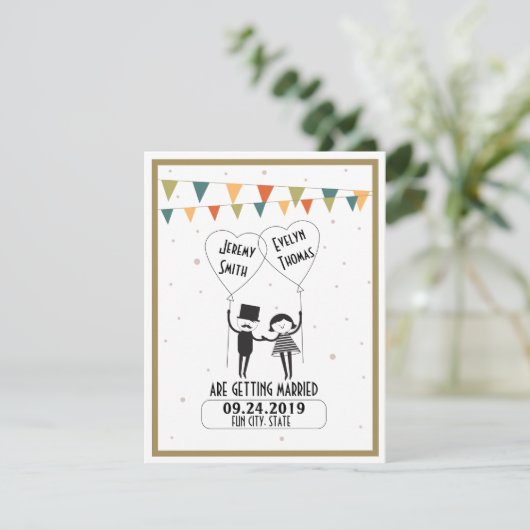 Schattig en grappig alternatief trouwkaart 'Save t Kaart (Staand voorkant)